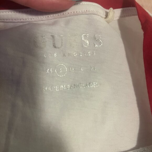 Guess White Short Sleeve Top Sparkly Guess Logo - Picture 2 of 3